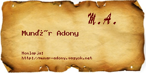 Munár Adony névjegykártya